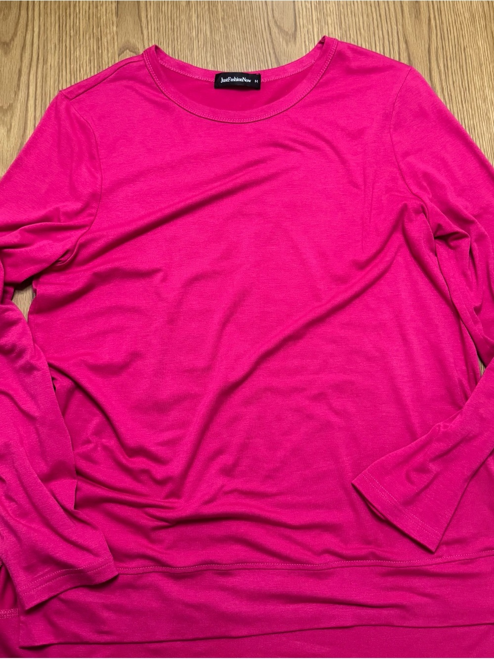 JustFab Hot Pink Long-Sleeve Crewneck Top - Women